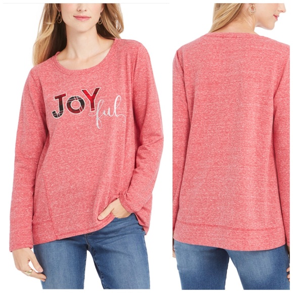 Style & Co. Tops - 1X 2X Red Joyful Holiday Christmas Sweatshirt Plus